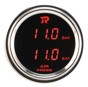 RICO Digital Waterproof Dual air pressure suspension gauge BAR RED LED