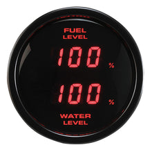 Load image into Gallery viewer, RICO Digital Dual display Fuel Level and Water level gauge RED backlit (0-180 ohms) SENSOR SOLD SEPARATELY
