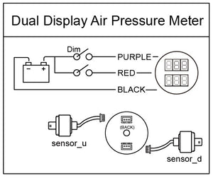 RICO Digital Dual display Air pressure suspension gauge PSI WHITE LED